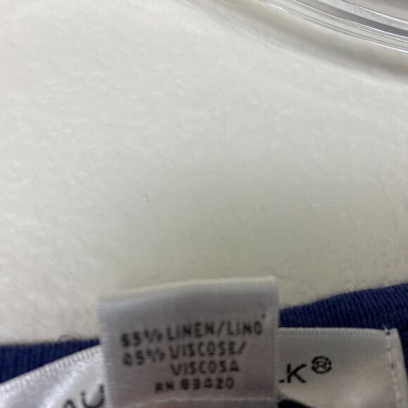 August Silk Women's Cropped Cardigan Size S Blue Linen Blend Silver Rose Buttons - Picture 4 of 5